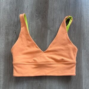 Women's Orange V-Neck Sports Bra